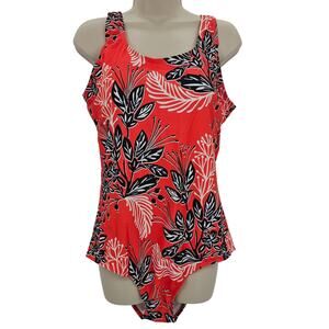 Zando Womans size XXL Floral Criss Cross Back One Piece Swimsuit Coral NWOT